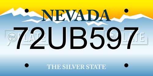 72UB597 Nevada License Plate