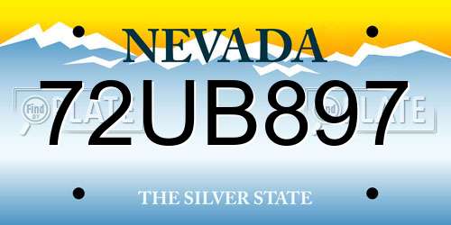 72UB897 Nevada License Plate