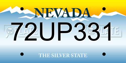 72UP331 Nevada License Plate