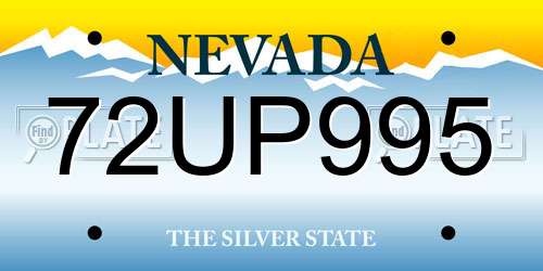 72UP995 Nevada License Plate