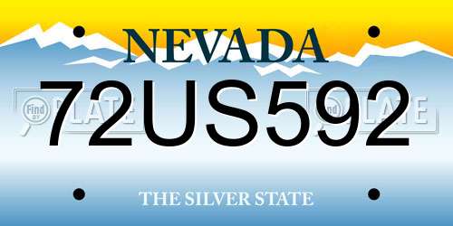 72US592 Nevada License Plate