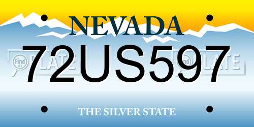 72US597 Nevada License Plate
