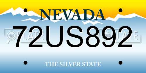 72US892 Nevada License Plate