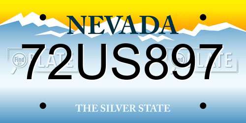 72US897 Nevada License Plate