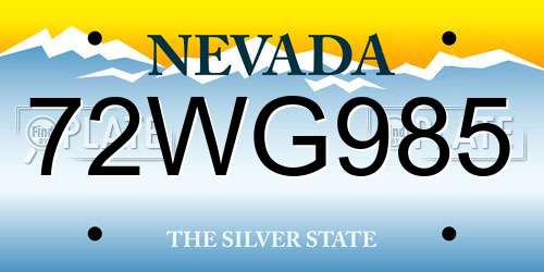 72WG985 Nevada License Plate
