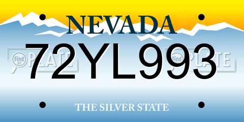 72YL993 Nevada License Plate