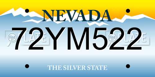 72YM522 Nevada License Plate