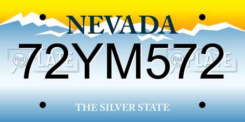 72YM572 Nevada License Plate