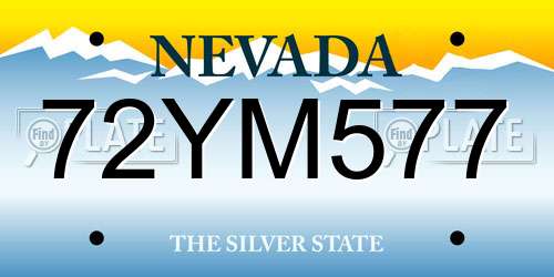 72YM577 Nevada License Plate