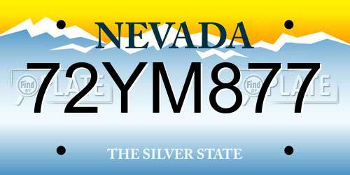 72YM877 Nevada License Plate