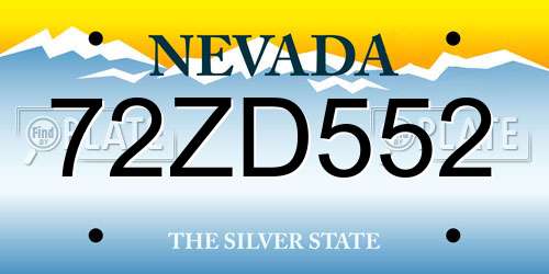 72ZD552 Nevada License Plate