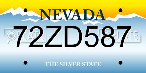 72ZD587 Nevada License Plate