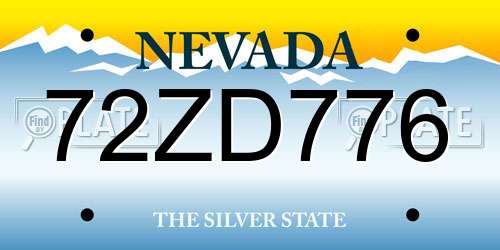 72ZD776 Nevada License Plate