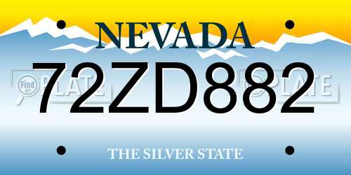 72ZD882 Nevada License Plate