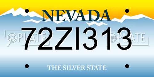 72ZI313 Nevada License Plate