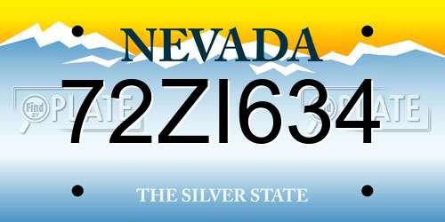 72ZI634 Nevada License Plate