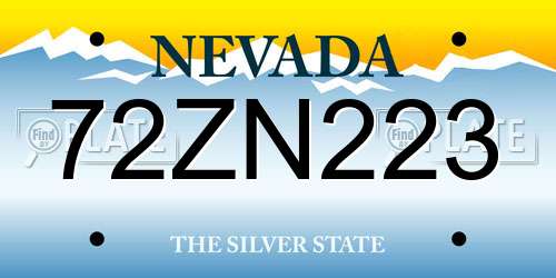 72ZN223 Nevada License Plate