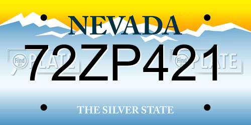 72ZP421 Nevada License Plate