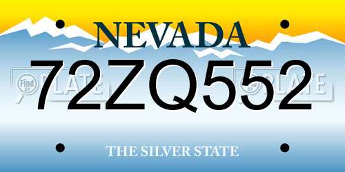 72ZQ552 Nevada License Plate