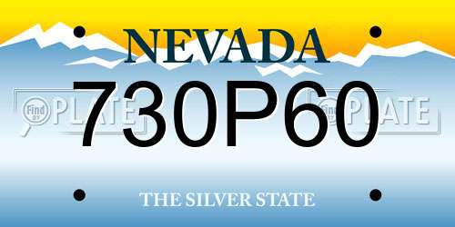 730P60 Nevada License Plate