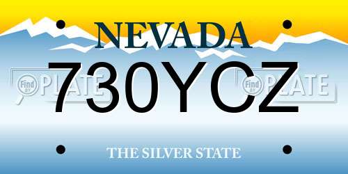 730YCZ Nevada License Plate