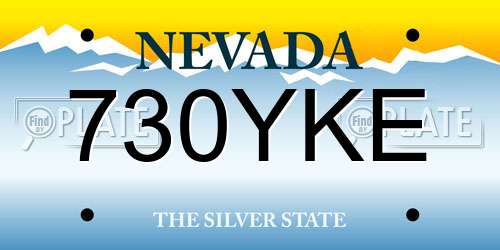 730YKE Nevada License Plate