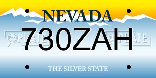 730ZAH Nevada License Plate