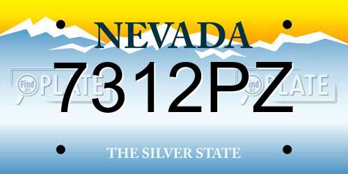 7312PZ Nevada License Plate
