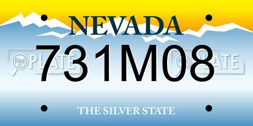 731M08 Nevada License Plate