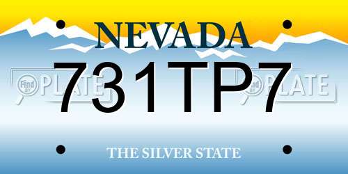 731TP7 Nevada License Plate