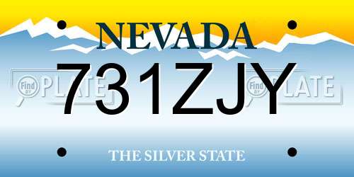 731ZJY Nevada License Plate