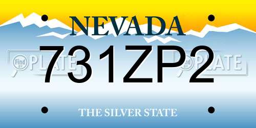 731ZP2 Nevada License Plate