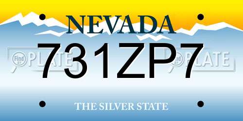 731ZP7 Nevada License Plate