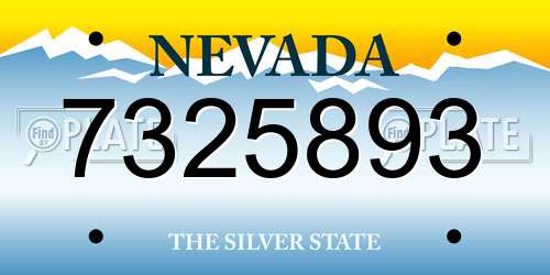 7325893 Nevada License Plate