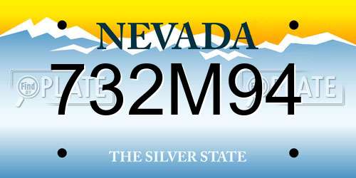 732M94 Nevada License Plate
