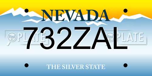 732ZAL Nevada License Plate