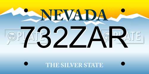 732ZAR Nevada License Plate