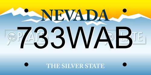 733WAB Nevada License Plate