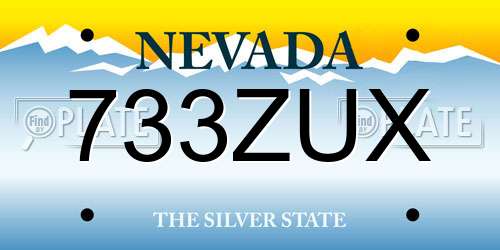 733ZUX Nevada License Plate