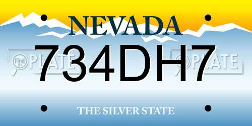 734DH7 Nevada License Plate