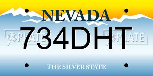 734DHT Nevada License Plate