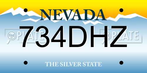 734DHZ Nevada License Plate