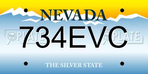 734EVC Nevada License Plate