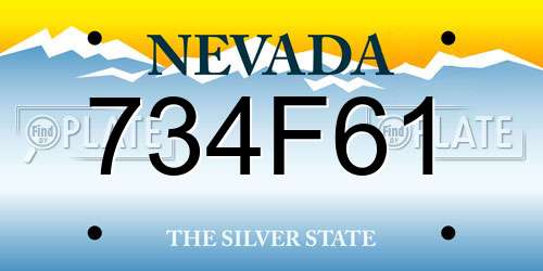 734F61 Nevada License Plate