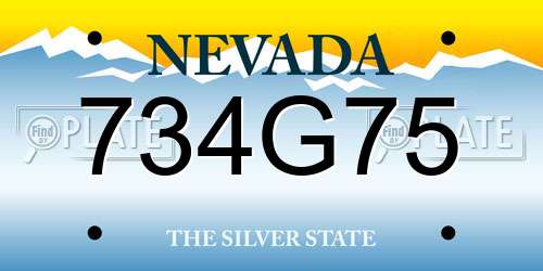 734G75 Nevada License Plate