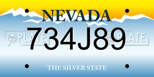 734J89 Nevada License Plate
