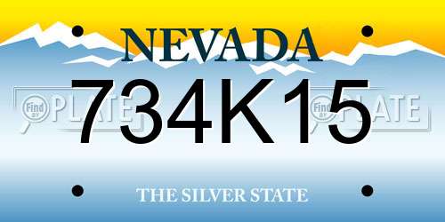 734K15 Nevada License Plate