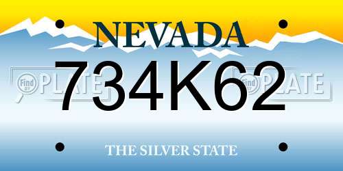 734K62 Nevada License Plate