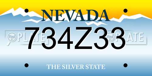 734Z33 Nevada License Plate