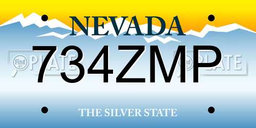 734ZMP Nevada License Plate